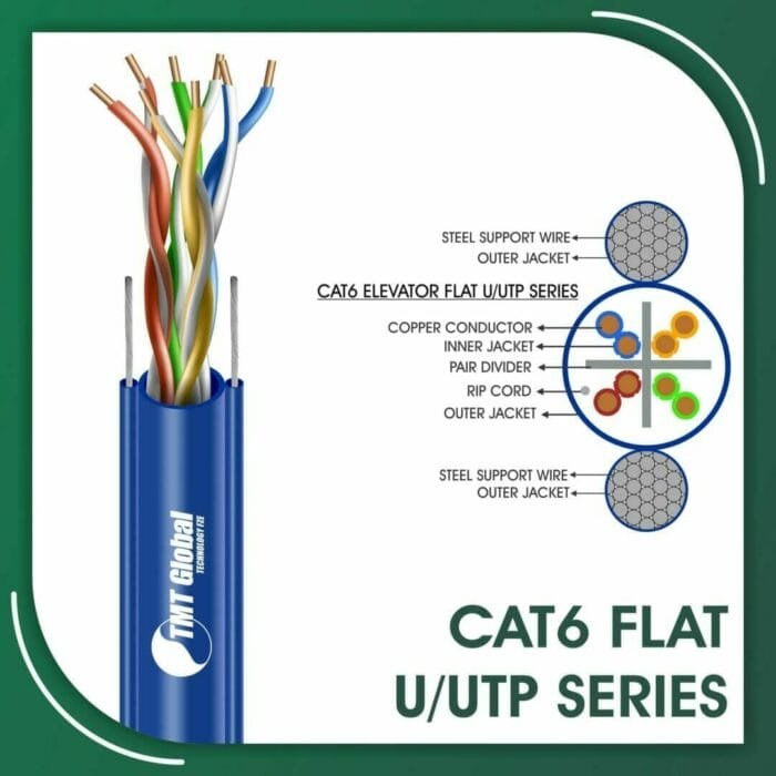 Cat6 Bulk Cable 23awg 4 twisted pair U-UTP Elevator Cable 305m