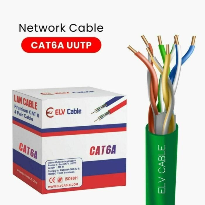 Cat6a Network Cable 23awg U/Utp 305m Green Color